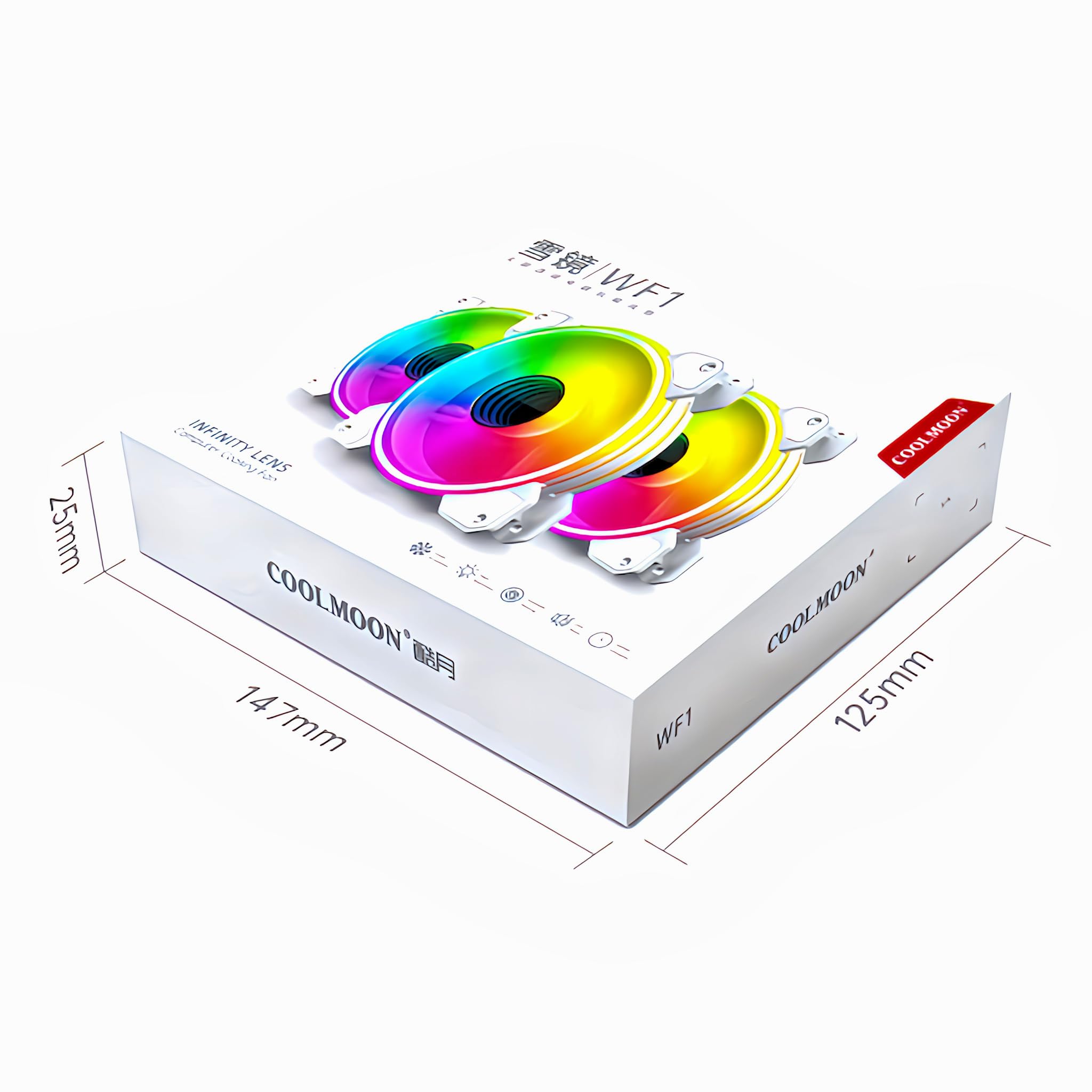 Small Lab] COOLMOON PC Case Fan Set of 5 4 Pin PWM LED ARGB 5v 3pin